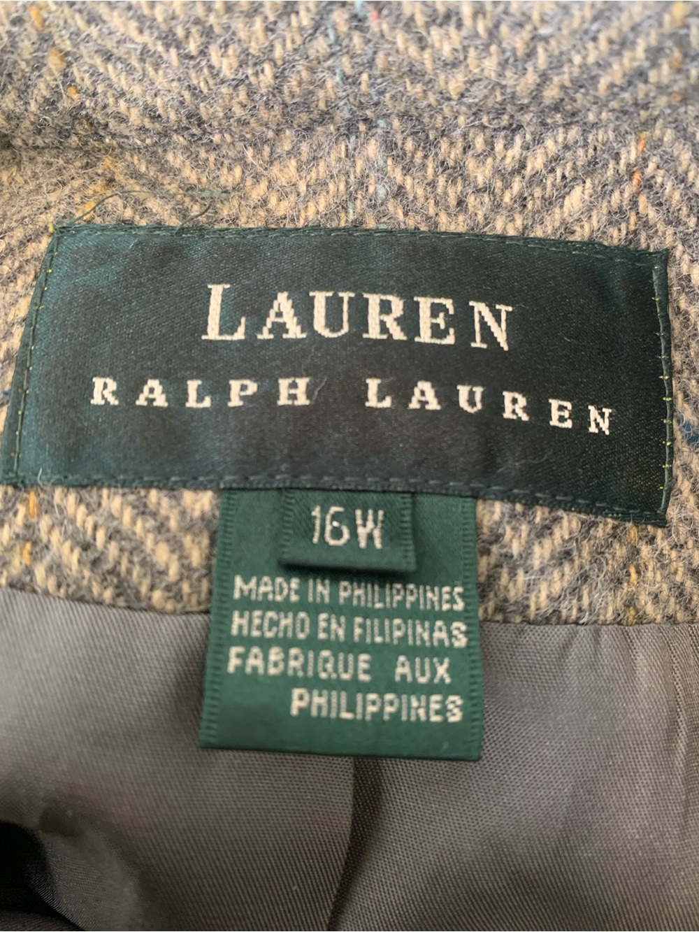 Wool Ralph Lauren Gray Herringbone Zip-Front Blazer Jacket - Picture 5 of 7